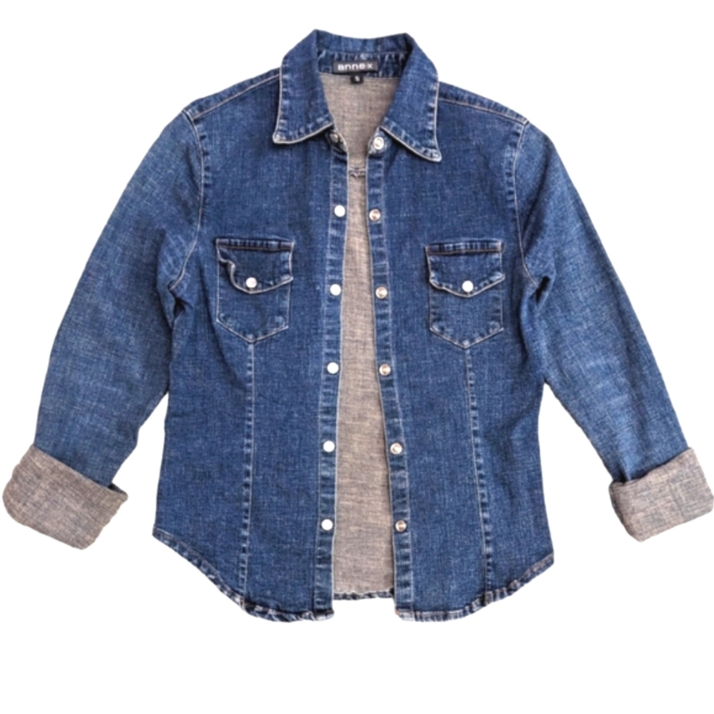 Annex vintage pearl denim jacket button up with pockets S